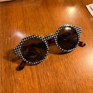 Stylish Houndstooth Round Sunglasses